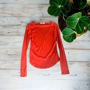 Double Zero Henley Tee T-Shirt Women's Small Knit Long Sleeve Cotton Blend